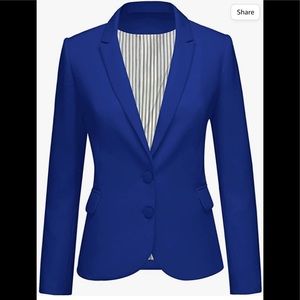 Luvamia Women's Long Sleeve Formal Notch Lapel Button Down Blazer Pockets Jacket